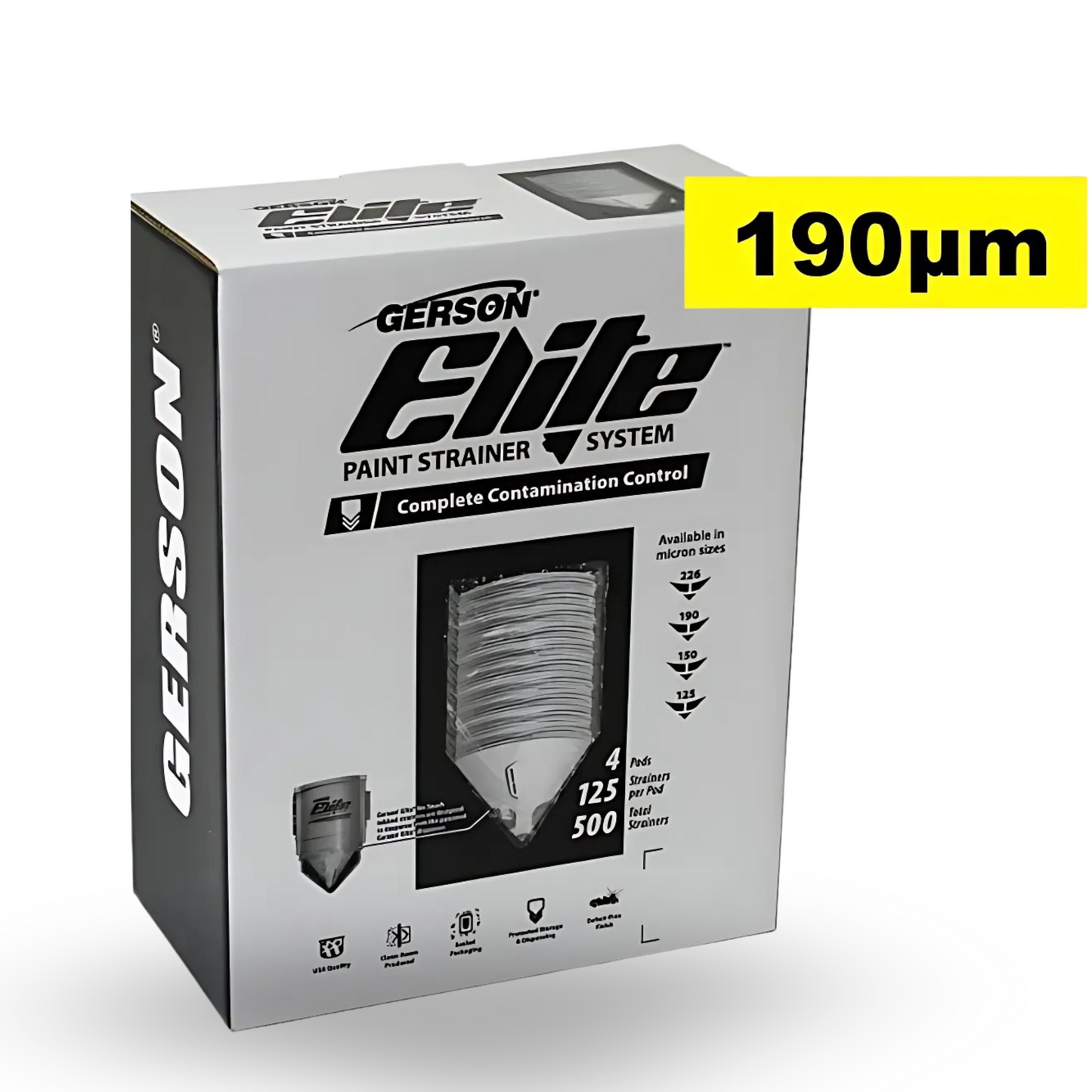 Gerson Elite Paint Strainers – 190 micron Yellow - refinishx.ca