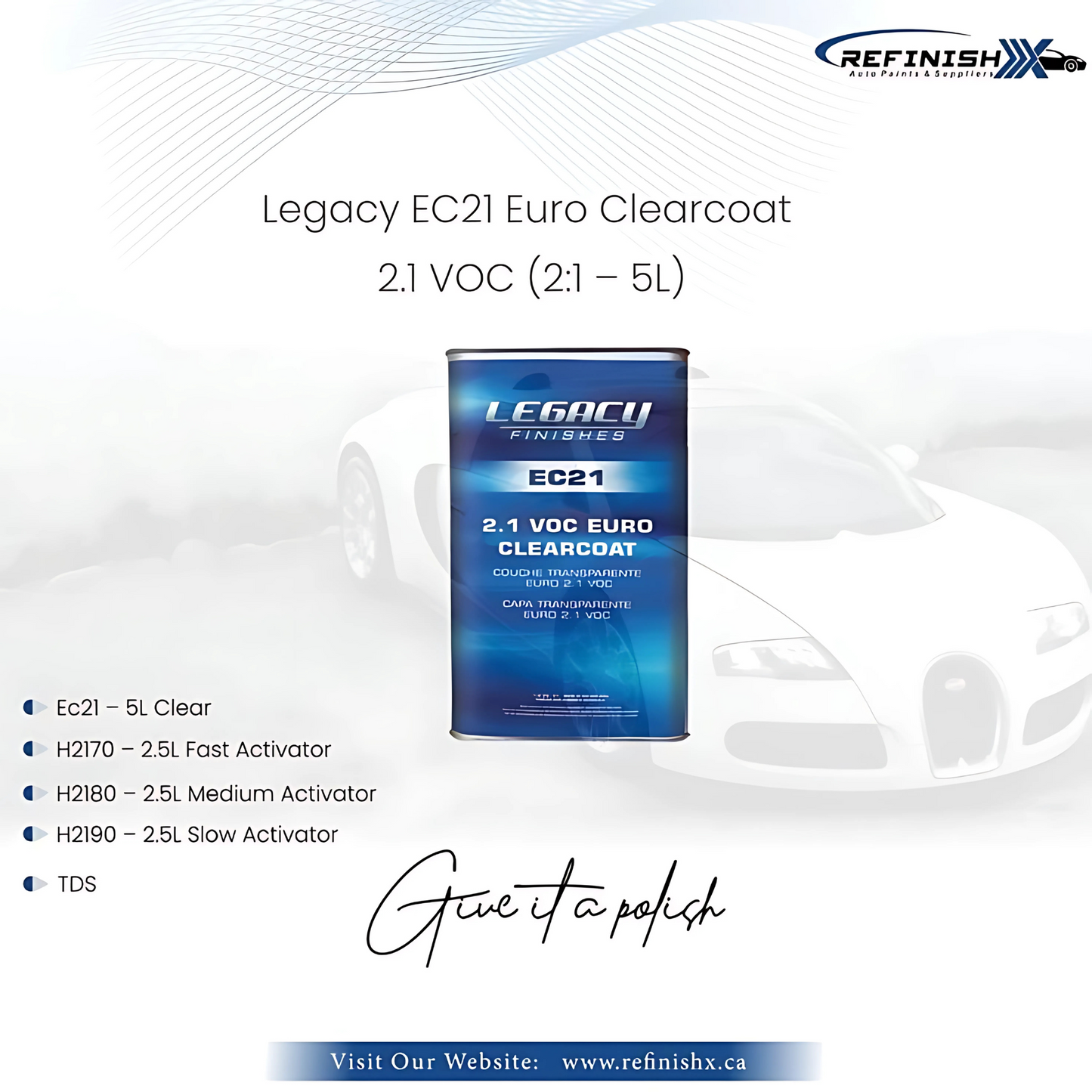 Legacy EC21 Euro Clearcoat 2.1 VOC (2:1 - 5L)