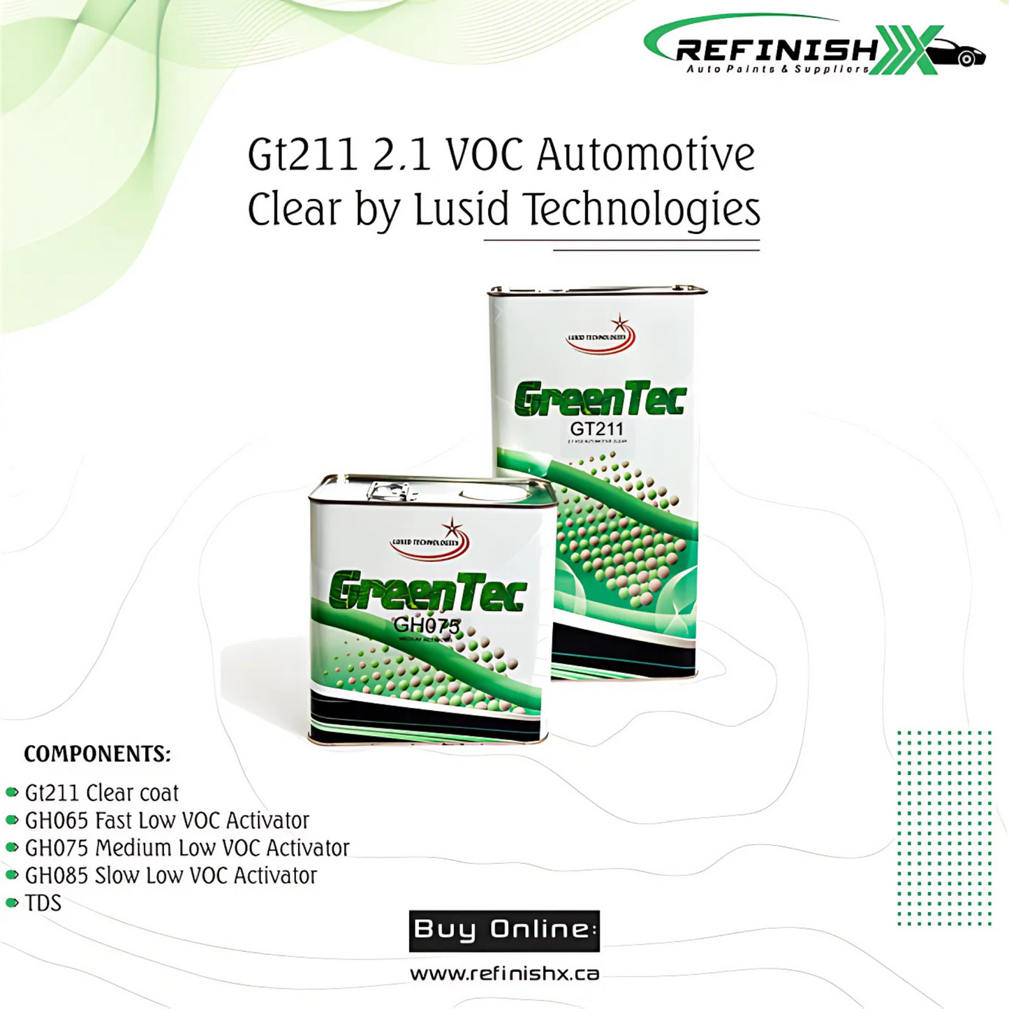 GT211 2.1 VOC Automotive Clear by Lusid Technologies (2:1:1) - CLEAR - refinishx.ca