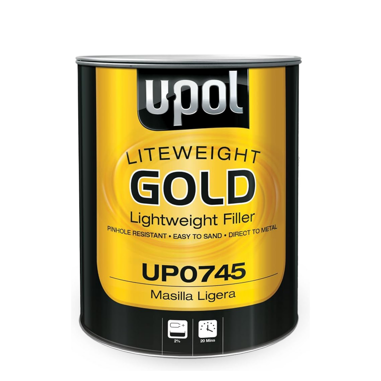 U-POL UP0745 Lightweight Body Filler, 3 L Tin, Gold, Paste, Lightweight - refinishx.ca