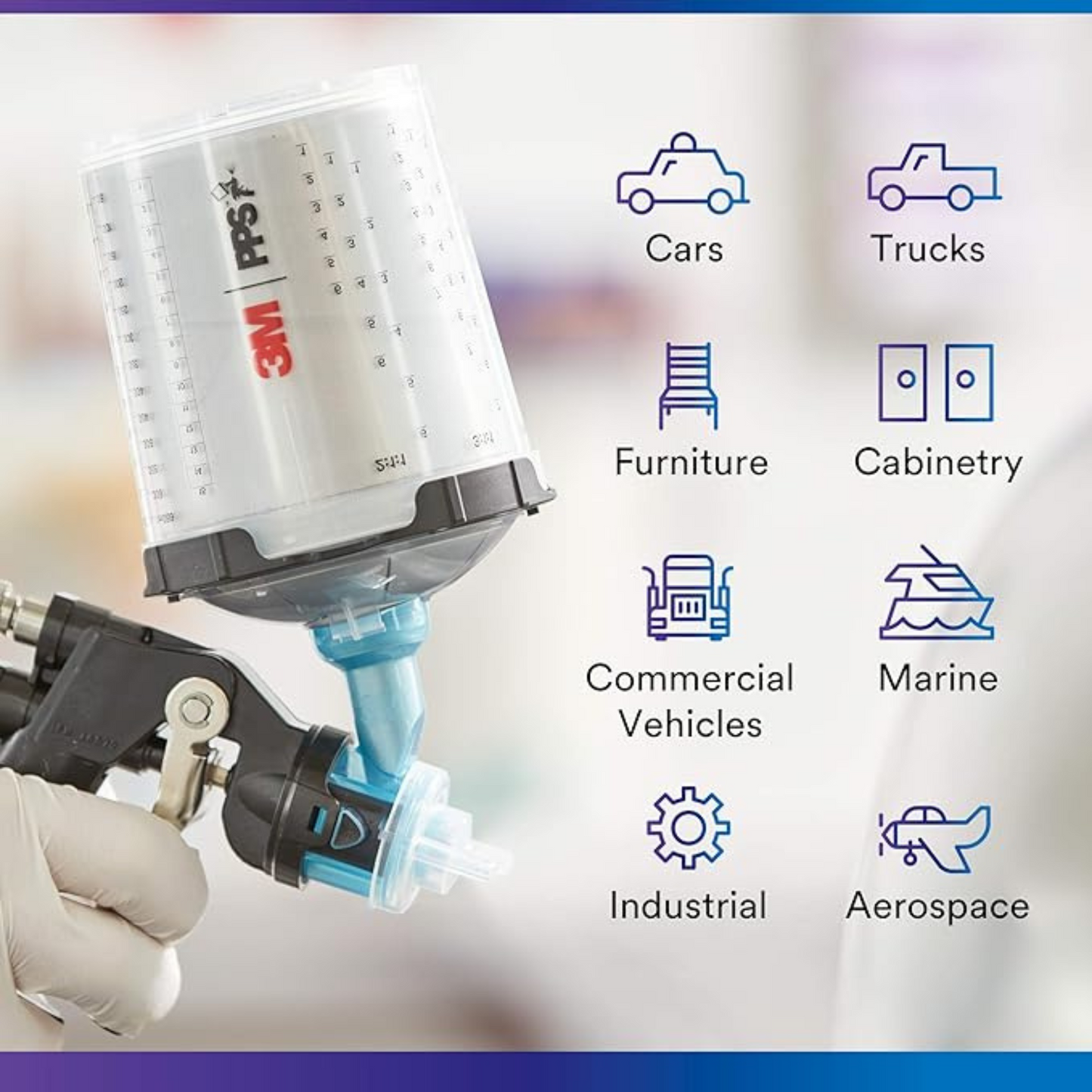 3M 26301 PPS 2.0 Spray Gun Cup, Lids and Liners Kit, 125-Micron Filter, Standard, 22 Ounces