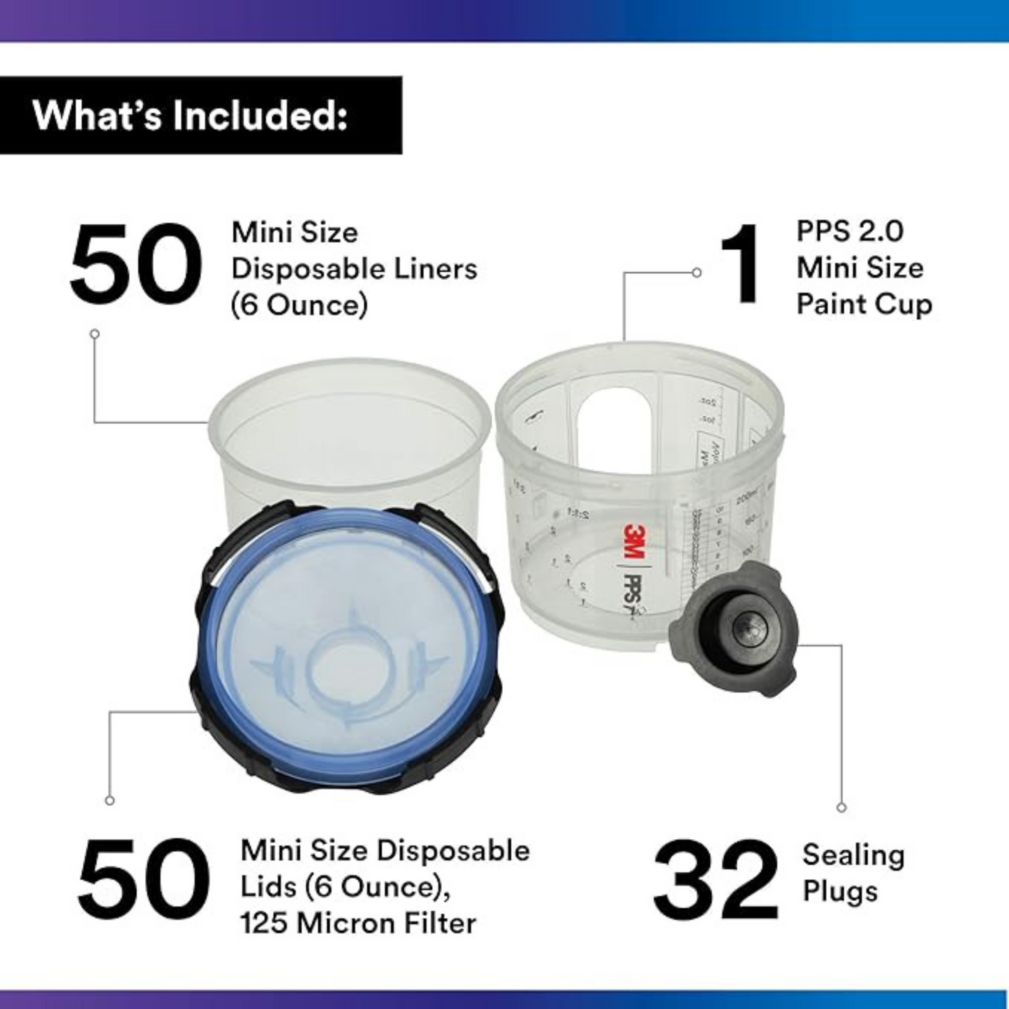 3M 26314 PPS 2.0 Spray Gun Cup, Lids and Liners Kit, 125-Micron Filter, Standard, 22 Ounces