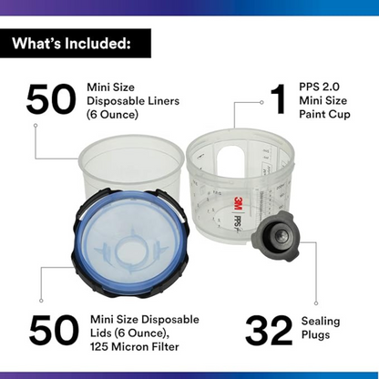 3M 26314 PPS 2.0 Spray Gun Cup, Lids and Liners Kit, 125-Micron Filter, Standard, 22 Ounces