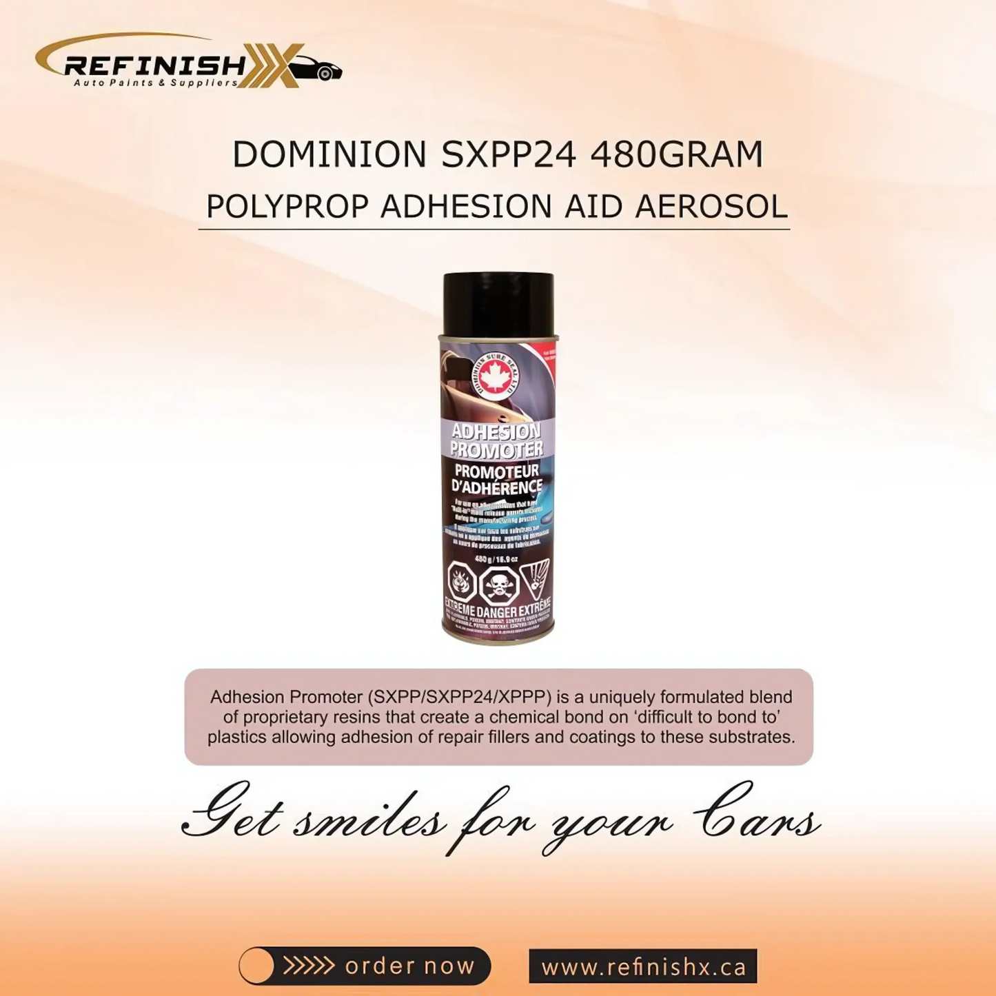 DOMINION SXPP24 480GRAM POLYPROP ADHESION AID AEROSOL - refinishx.ca