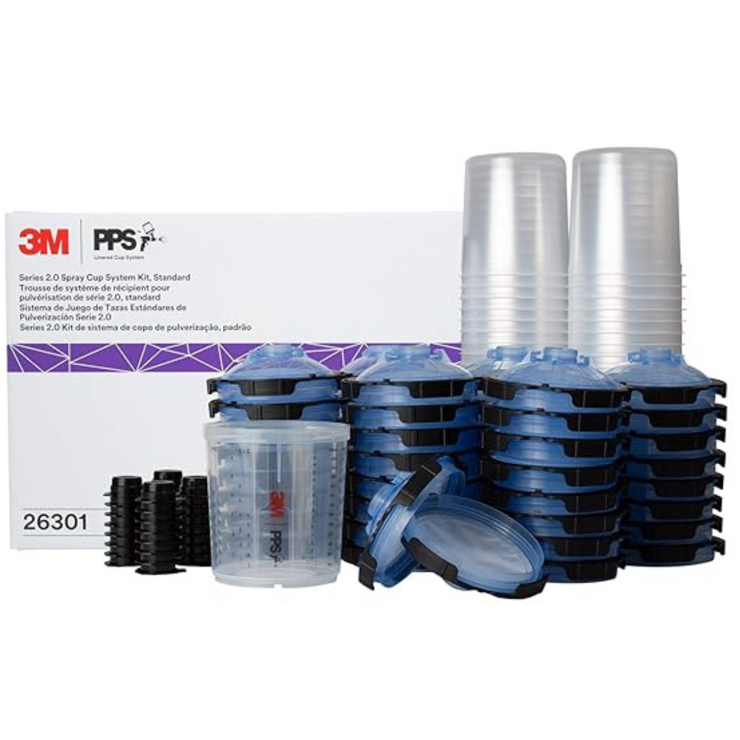 3M 26301 PPS 2.0 Spray Gun Cup, Lids and Liners Kit, 125-Micron Filter, Standard, 22 Ounces